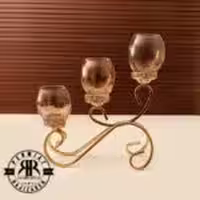 RAFI رافی جا شمعی 3 شعله فرفورژه طلایی  G200263