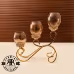 RAFI رافی جا شمعی 3 شعله فرفورژه طلایی  G200263