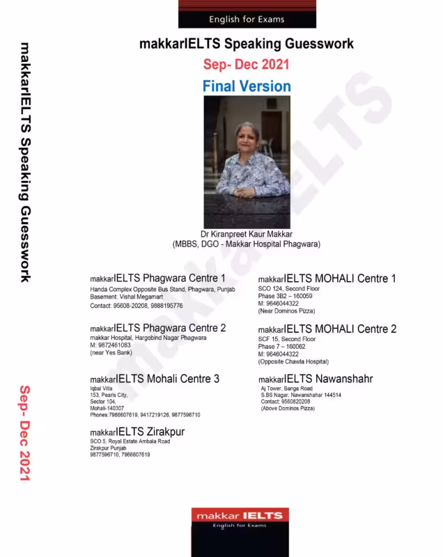ماکار آیلتس اسپیکینگ | کتاب انگلیسی Makkar IELTS Speaking Sep – Dec 2021 Final Version