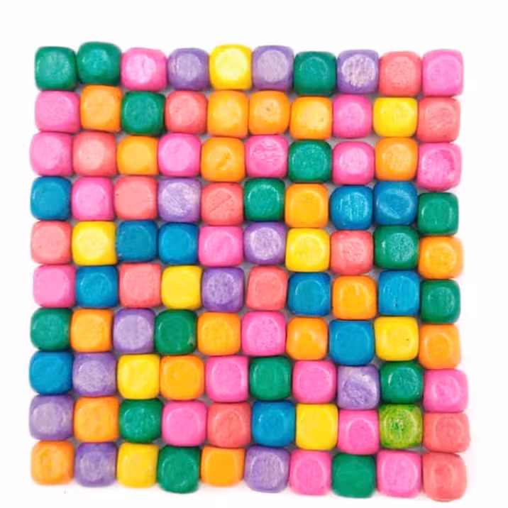 مهره چوبی رنگی بسته 50 عددی