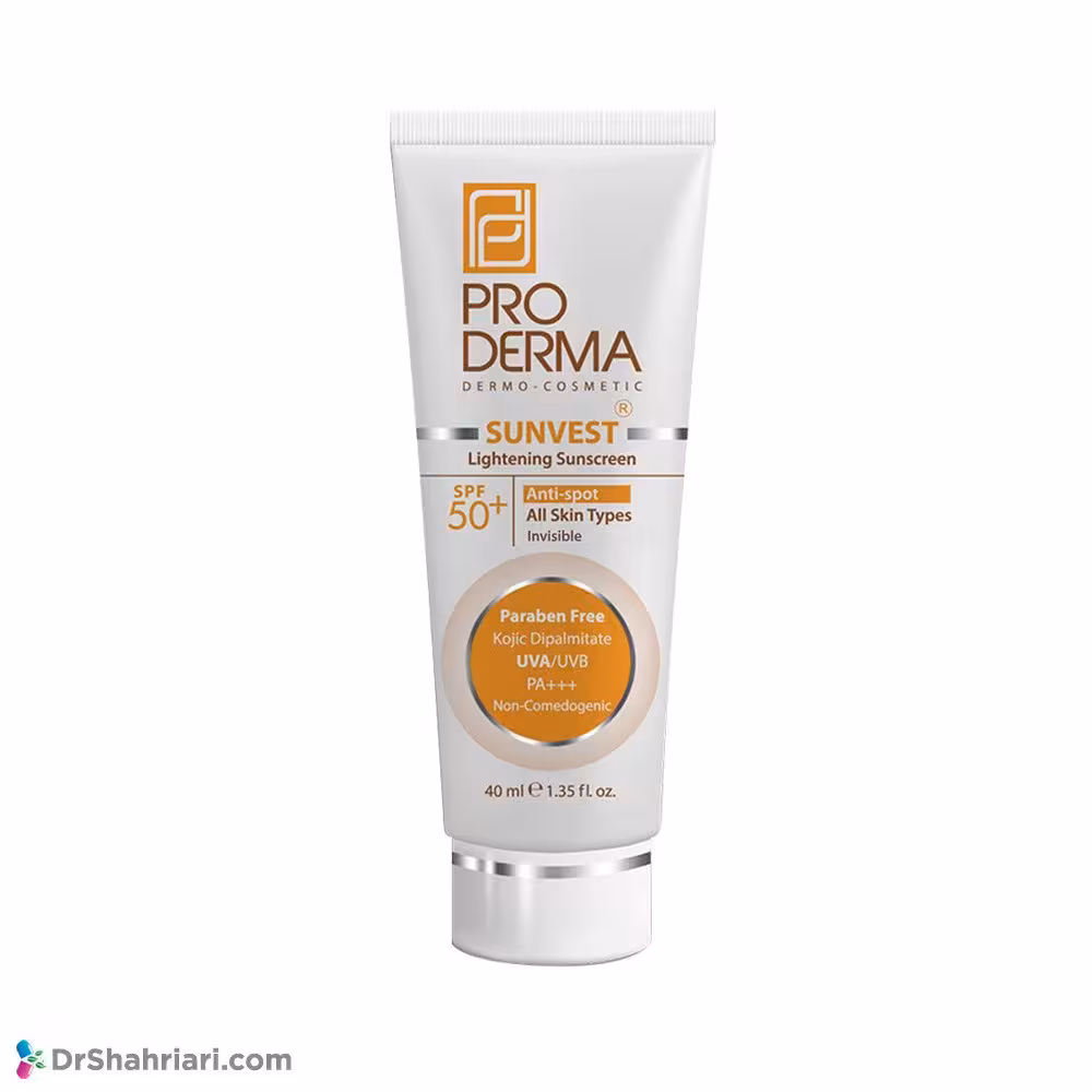 کرم ضد آفتاب و روشن کننده لک های پوست  SPF50 پرودرما | 40 میلی لیتر