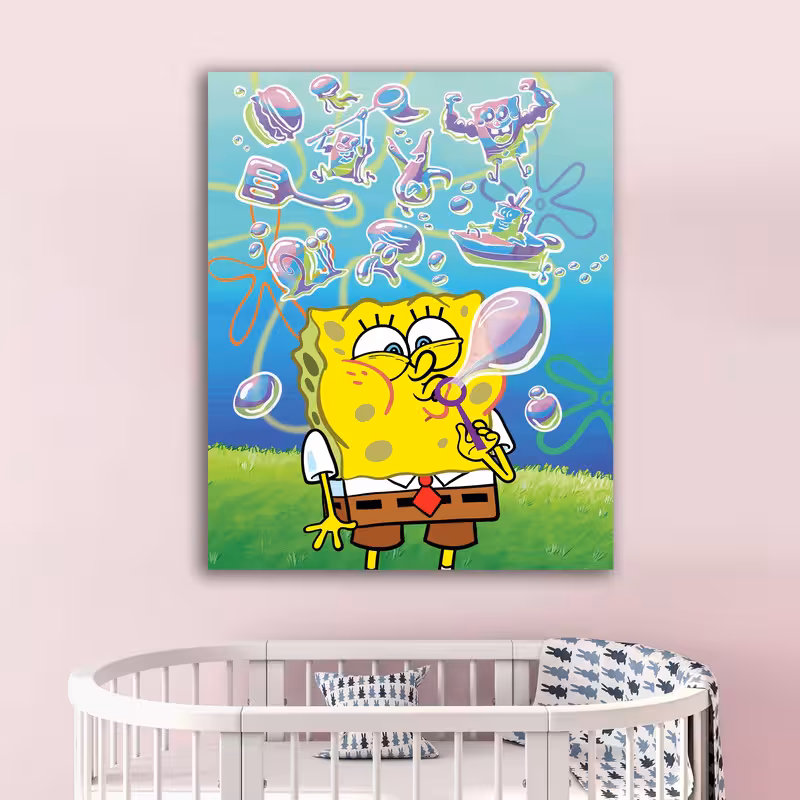 تابلو شاسی کودک آتریسا مدل باب اسفنجی | دنیای قاب