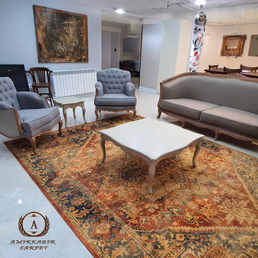 فرش کهنه نما طرح 100624 زرشکی 1000 شانه