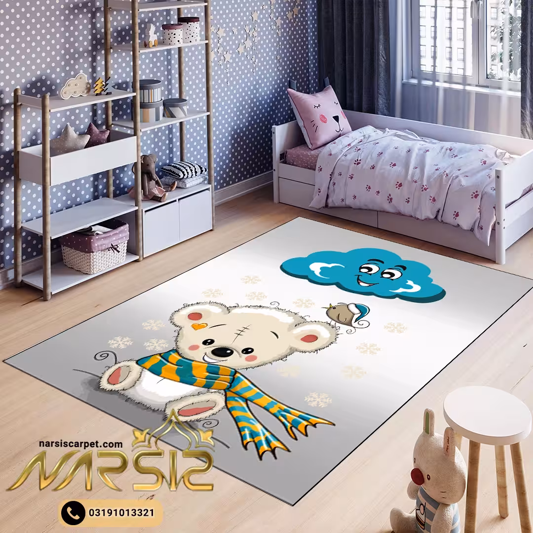 فرشینه کودک طرح خرس در برف کد 6099