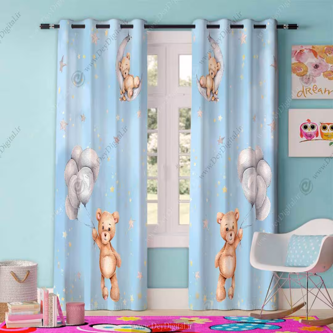 پرده چاپی طرح خرسی pk-4211