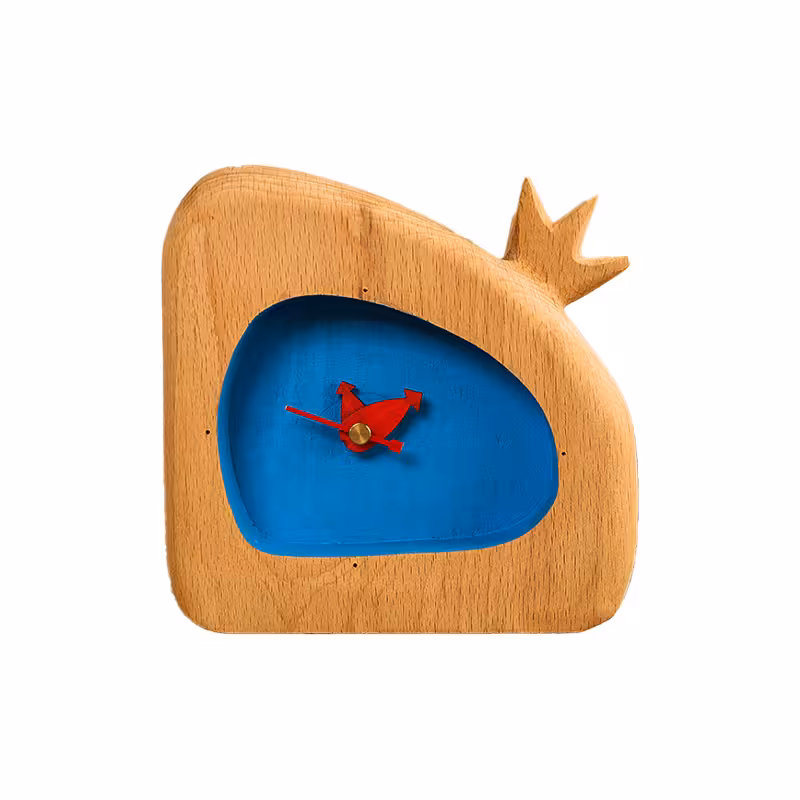 ساعت رومیزی چوبی طرح انار (آبی)