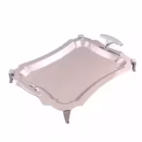 سینی مستطیل بزرگ دالبر دسته نقره ای Diamond پایه دار ریور کد B7116