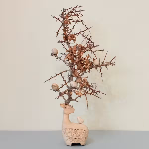 گوزن با شاخ طبیعی پنج پرنده طرح پنج