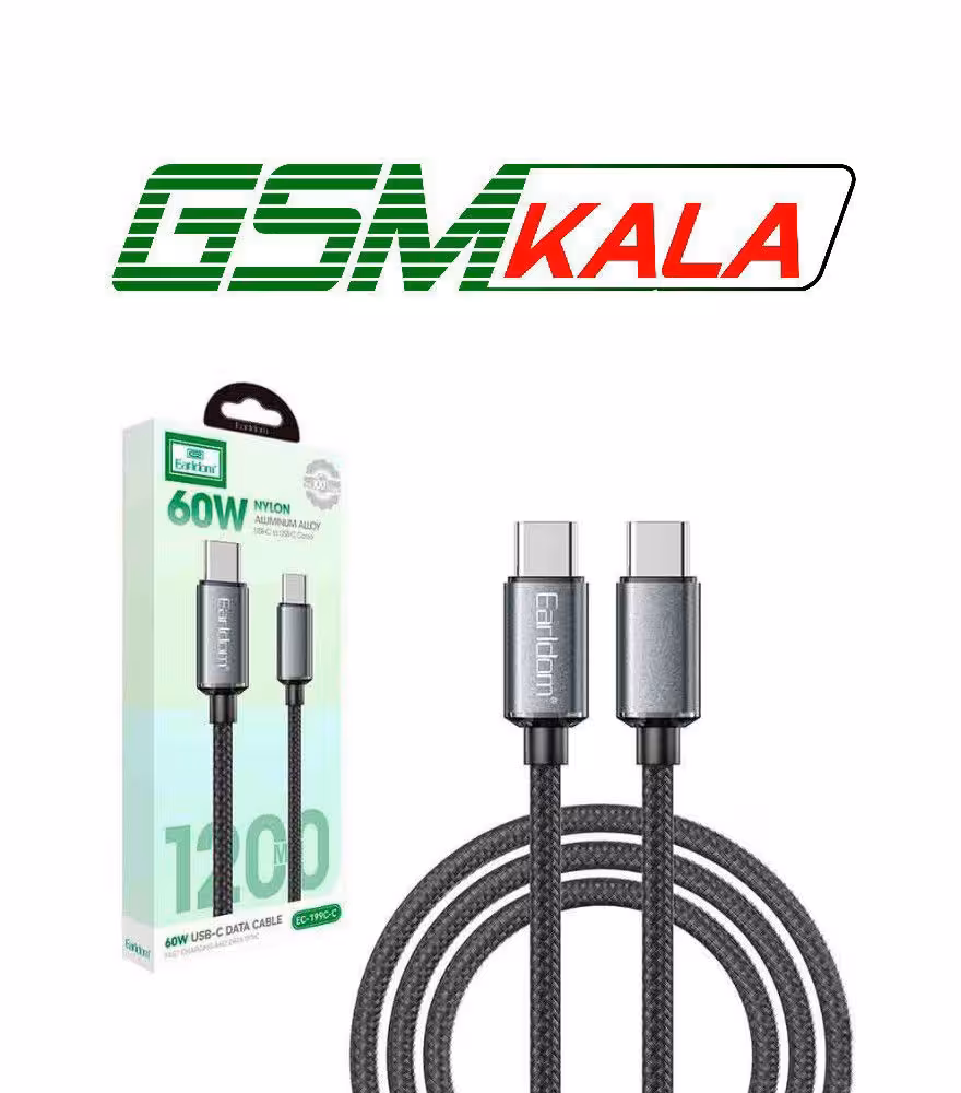 کابل دو سر تایپ سی فست شارژ 60 وات ارلدام EC-199C-C طول 1.2 متر