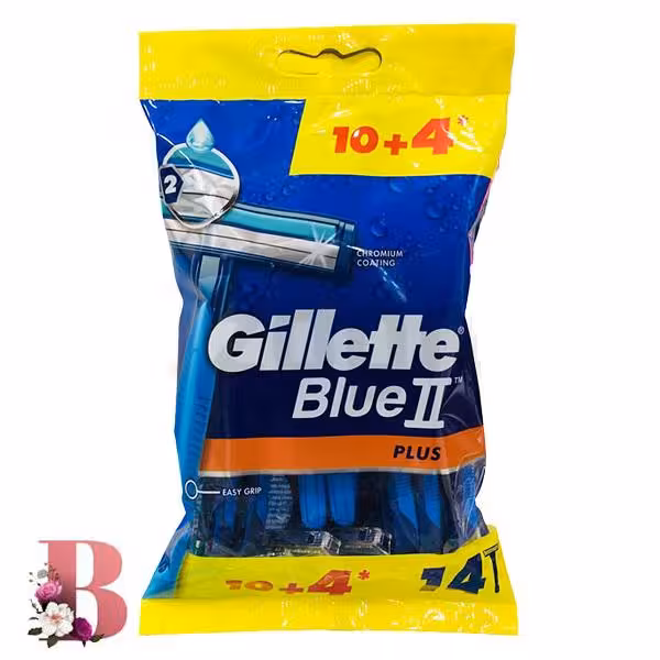 تیغ اصلاح ژیلت مدل Blue 2 Plus بسته 14 عددی | Gillette shaving razor Blue 2 Plus pack of 14 pieces