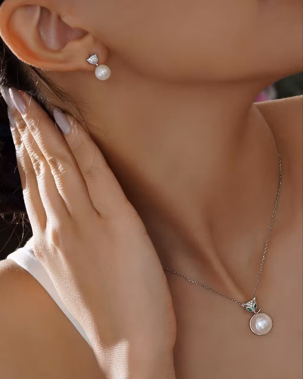 نیمست نقره مروارید اصل جواهری کد 00498