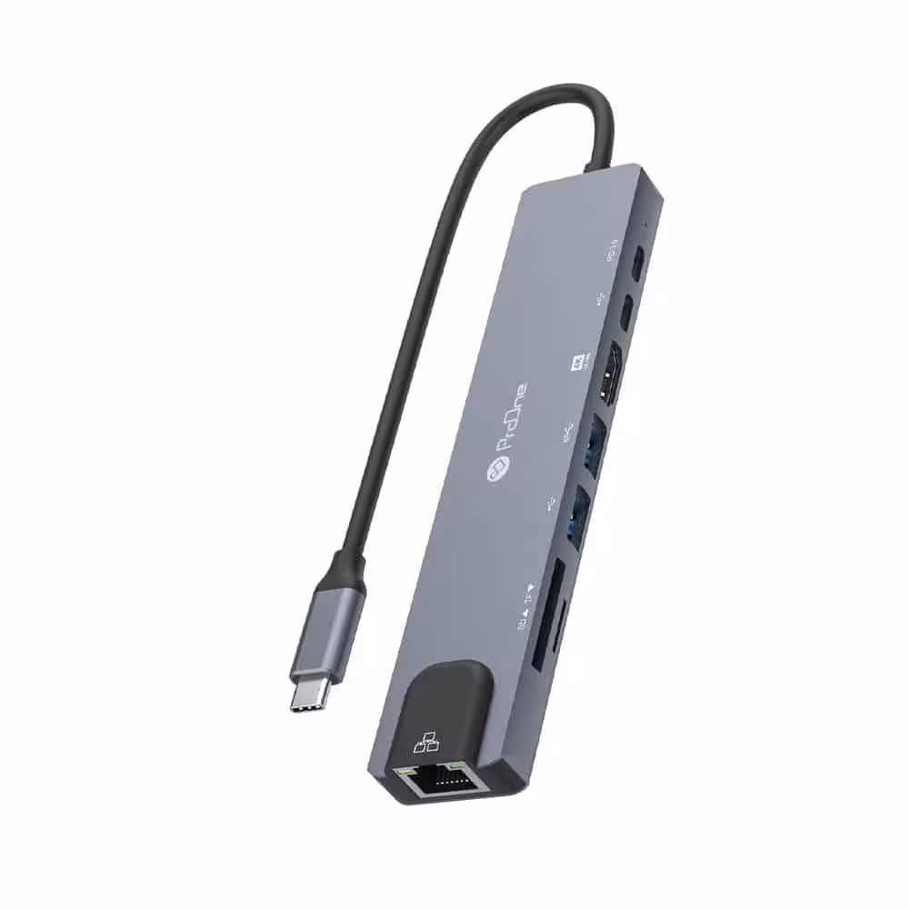 هاب 8 پورت تایپ سی به USB،SD،LAN،HDMI،TYPE-C پرووان مدل PHU-595