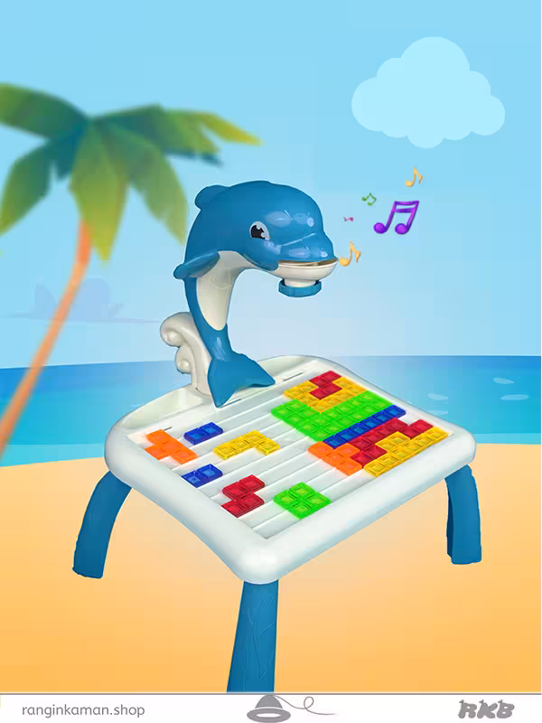میز پروژکتور موزیکال کودک طرح دلفین Drawing Projector Table for Kids