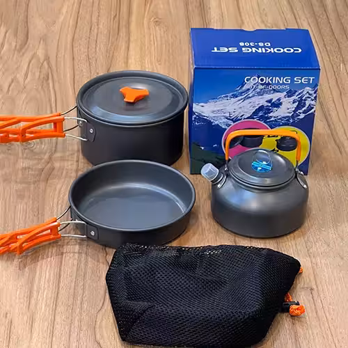 ست ظروف پخت و پز کوهنوردی 3 تکه مدل DS-308