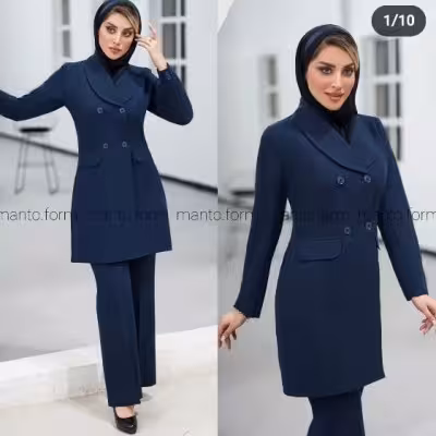 کد 23. 25 مدل یقه آرشال مانتو شلوار اداری