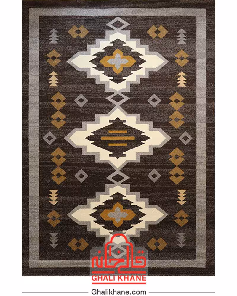 گلیم فرش ماشینی ساوین کد 4032 نسکافه ای