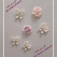 پروانه های کریستالی مگنتی به همراه گل های ناز مگنتی، مجموعه 6 عددی، زیبا و درخشان.