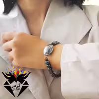 دستبند حدید و چشم ببر حکاکی ستاره سلیمان و آیت الکرسی عین علی و هفت جلاله D3207