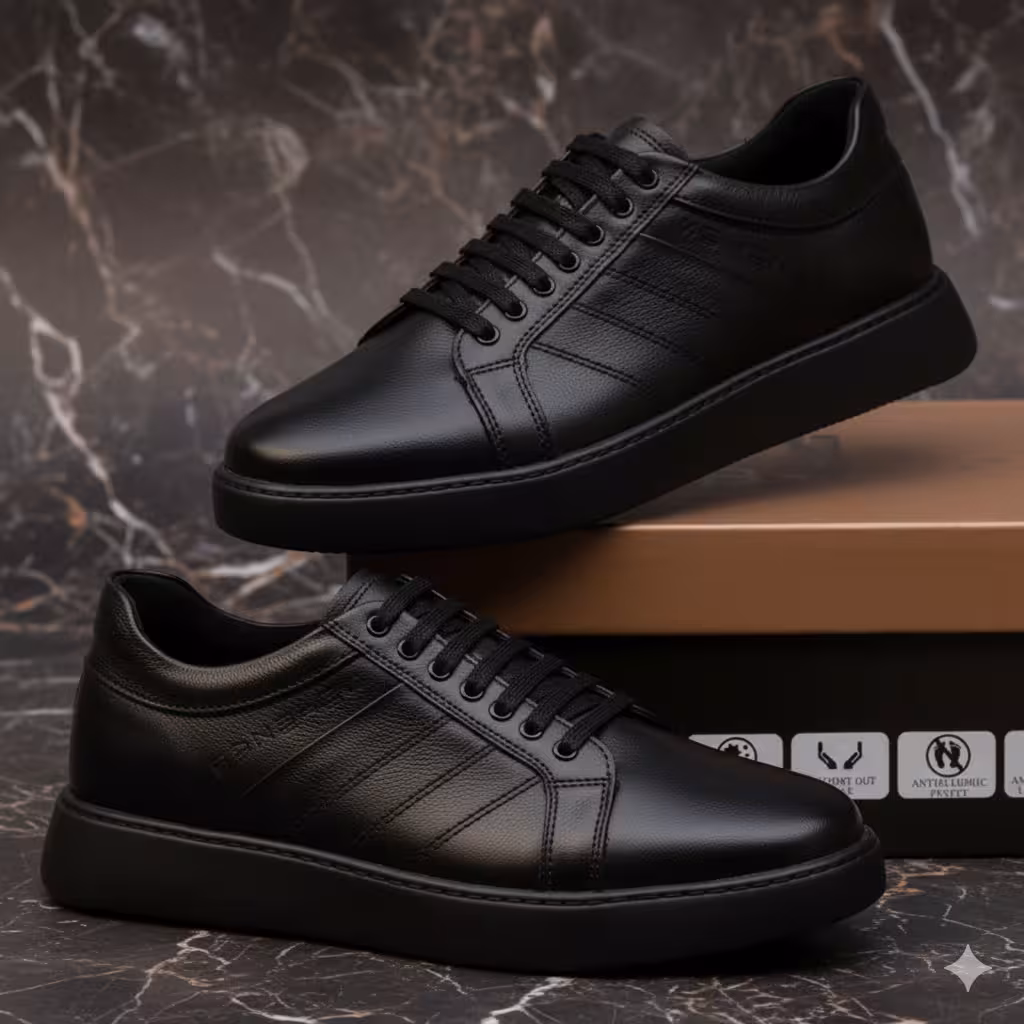 کفش چرم مردانه ونس کد VN013BK رنگ مشکی