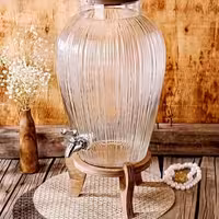 کلمن شیشه ای با پایه و درب چوبی