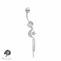 پیرسینگ ناف نقره زنانه ماه و ستاره مدل PE R21