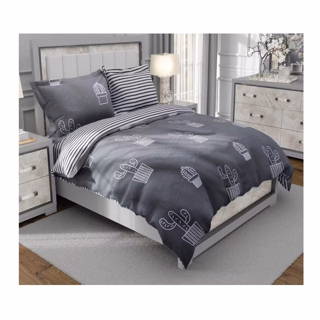 سرویس روتختی دو نفره کارینا مدل ساتین پنبه 6 تکه کد 151