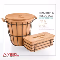 ست سطل و جای دستمال کاغذی آیسل رنگ طلایی