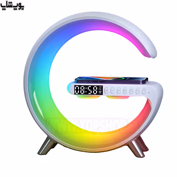 چراغ، ساعت، اسپیکر و شارژر بی سیم ادونگ مدل Smart Light با قابلیت مکالمه