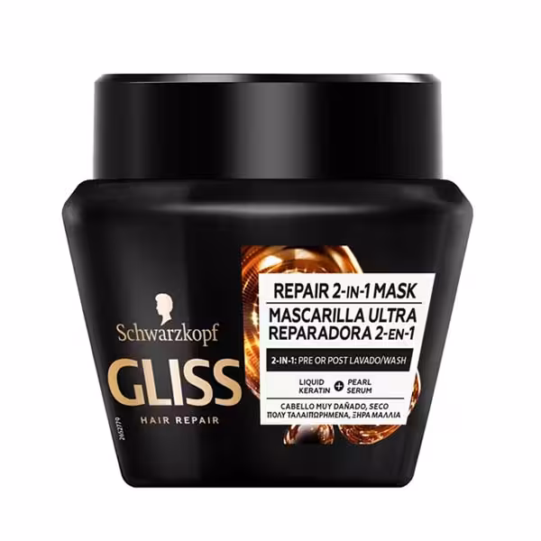 ماسک مو گلیس داخل حمام مشکی موهای آسیب دیده Gliss