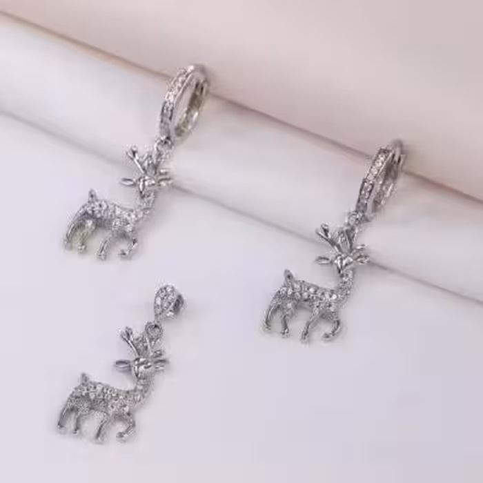 نیم ست نقره مدل و طرح گوزن شاخدار قالب طلا کد 1647