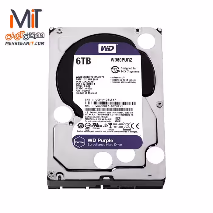 هارد دیسک اینترنال وسترن بنفش 63PURZ ظرفیت 6 ترابایت