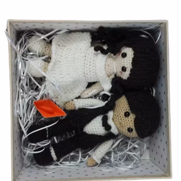 عروسک بافتنی مدل عروس و داماد مجموعه دو عددی