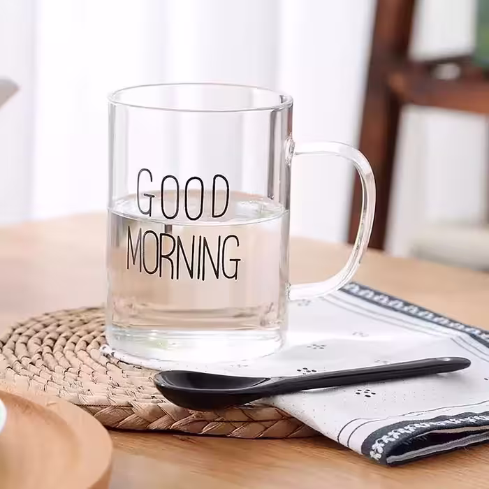 ماگ مدل شیشه ای طرح good morning