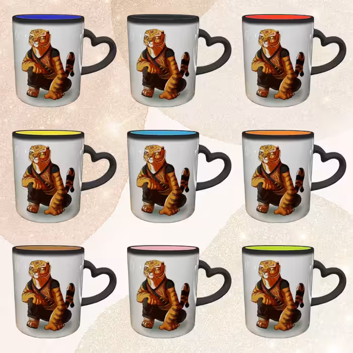 ماگ حرارتی مدل دسته قلبی طرح پاندا کونگ فو کار کد 90