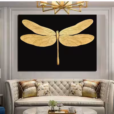 تابلو نقاشی ورق طلا طرح سنجاقک نقش برجسته کد 0190