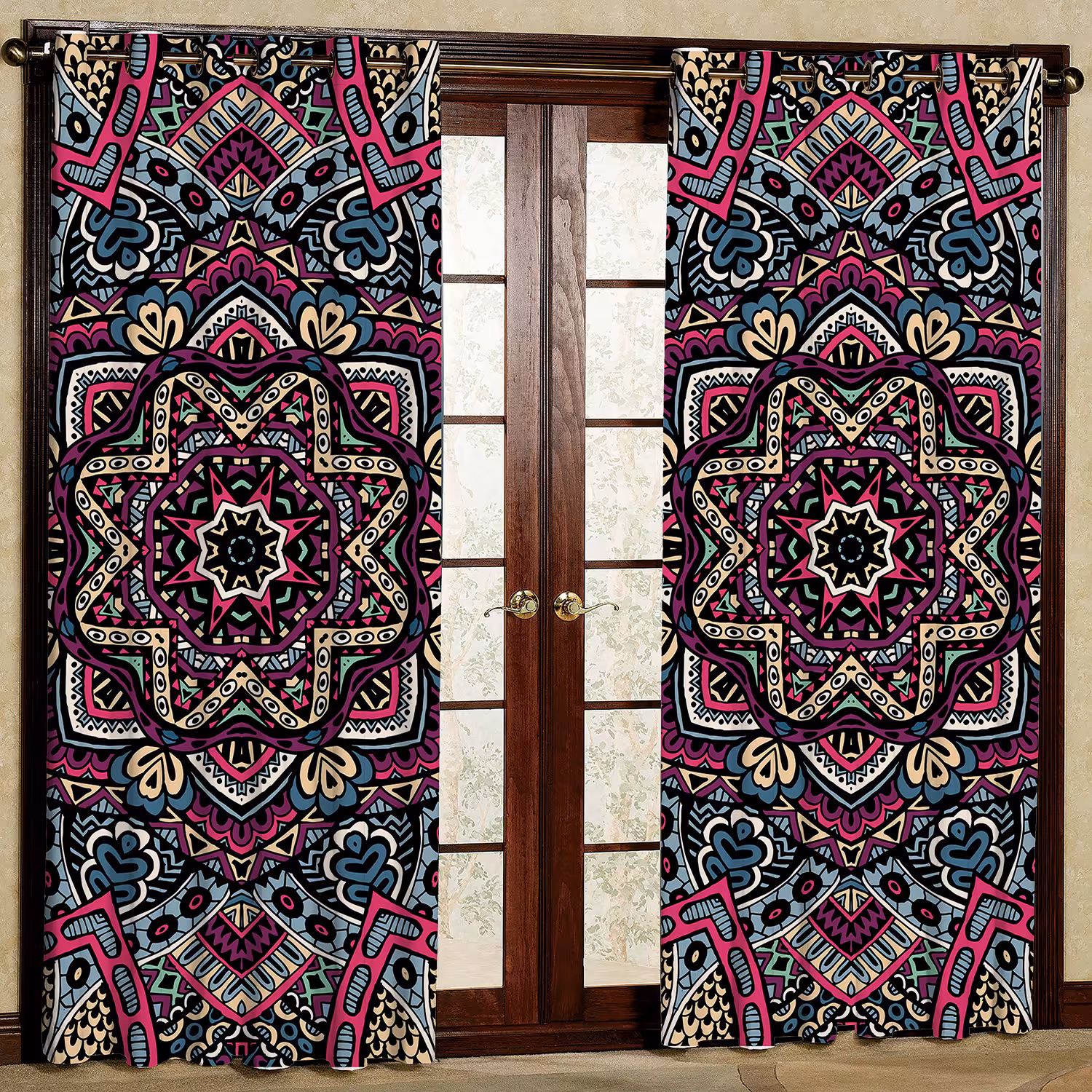 پرده مدل گل طرحدار مخمل پانچی کد 2079 سایز 200x140 سانتی متر