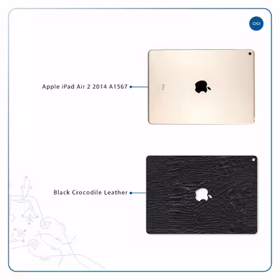 برچسب پوششی ماهوت مدل Black-Crocodile-Leather مناسب برای تبلت اپل iPad Air 2 2014 A1567