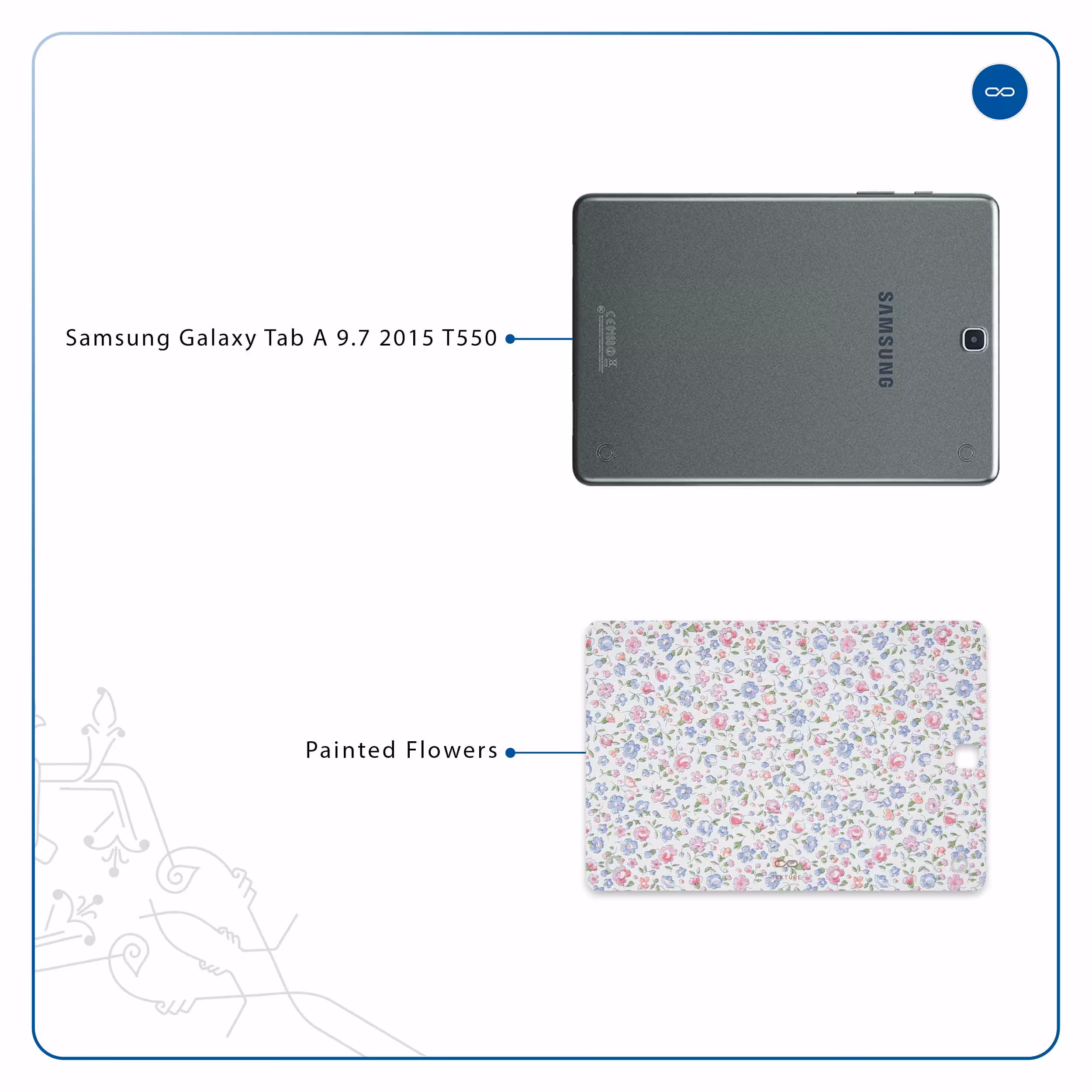 برچسب پوششی ماهوت مدل Painted-Flowers مناسب برای تبلت سامسونگ Galaxy Tab A 9.7 2015 T550