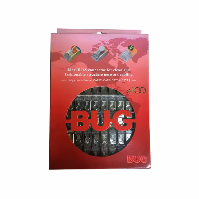  کانکتور شبکه باگ مدل CAT6شیلد مجموعه 200 عددی