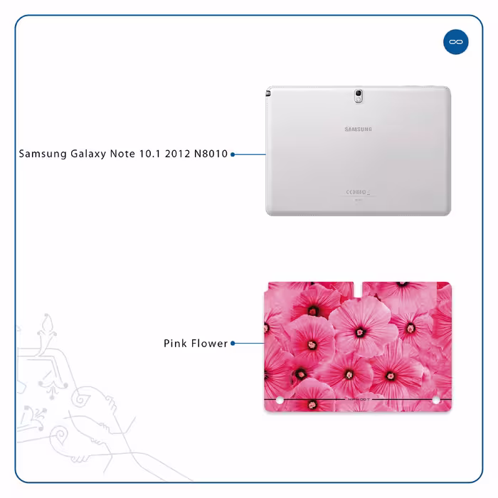 برچسب پوششی ماهوت مدل Pink-Flower مناسب برای تبلت سامسونگ Galaxy Note 10.1 2012 N8010