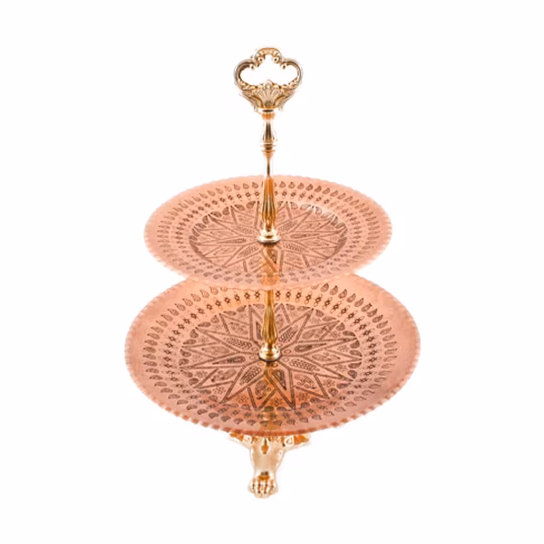 شیرینی خوری مسی 2 طبقه مدل تیدا