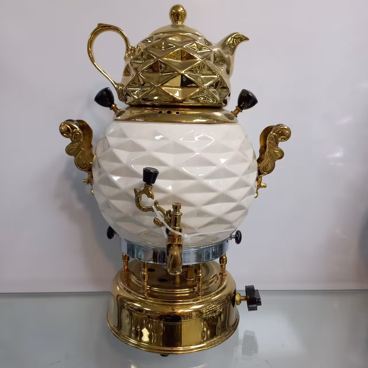 سماور گازی سیلور مدل توپی اناناسی کرم ترموکوپل دار