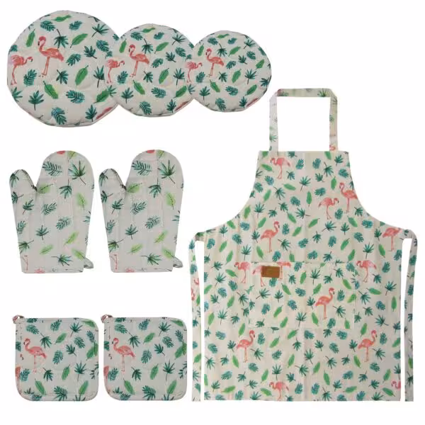 آراشید ست آشپزخانه 8 تکه طرح فلامینگو صورتی