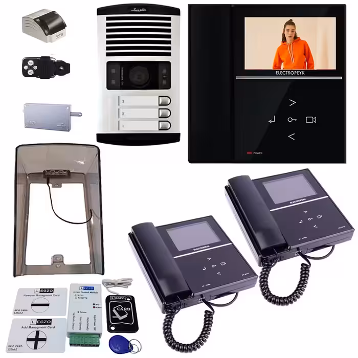 دربازکن تصویری الکتروپیک مدل FD/1086/3/592/Black سه واحدی همراه با ماژول ریموت دار لگزو | چاوه