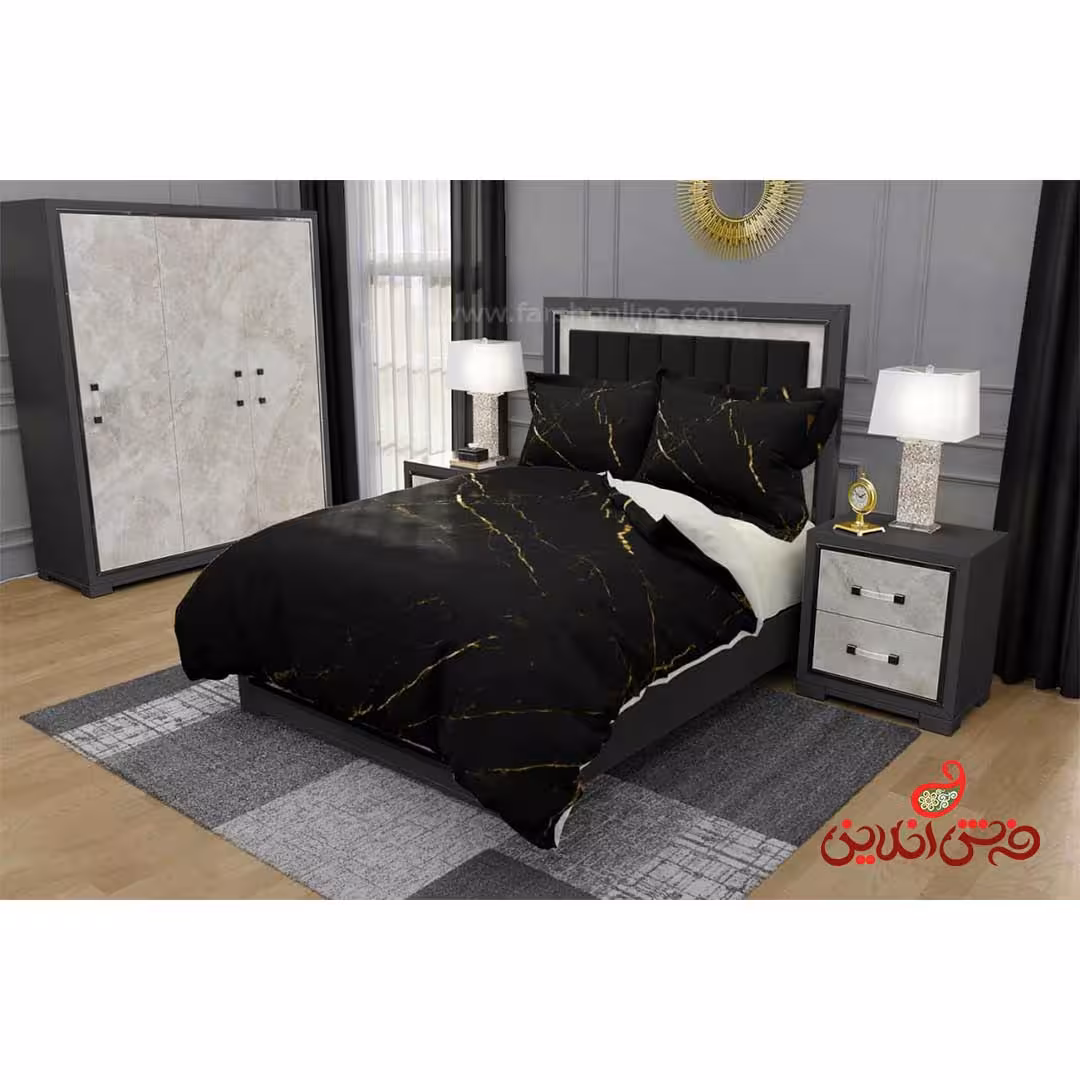 روتختی طرح ماربل مشکی طلایی کد 3237