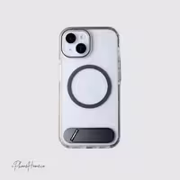 قاب اسلیکتو شفاف مگ سیف استند دار مشکی مناسب iPhone 15 (7846)