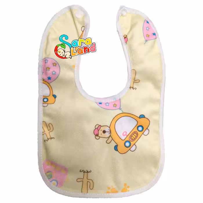 پیش بند نوزاد مخمل چاپی طرح خرس و ماشین