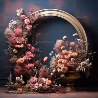 بک دراپ عروس و داماد با گل نارنجی | گرافیک با طعم تربچه