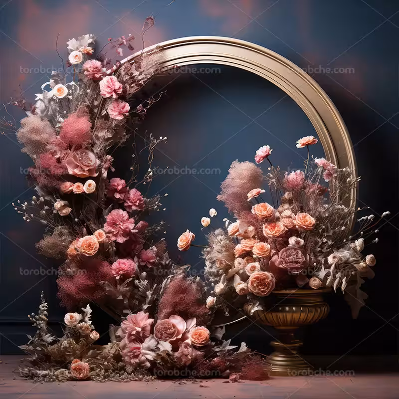 بک دراپ عروس و داماد با گل نارنجی | گرافیک با طعم تربچه