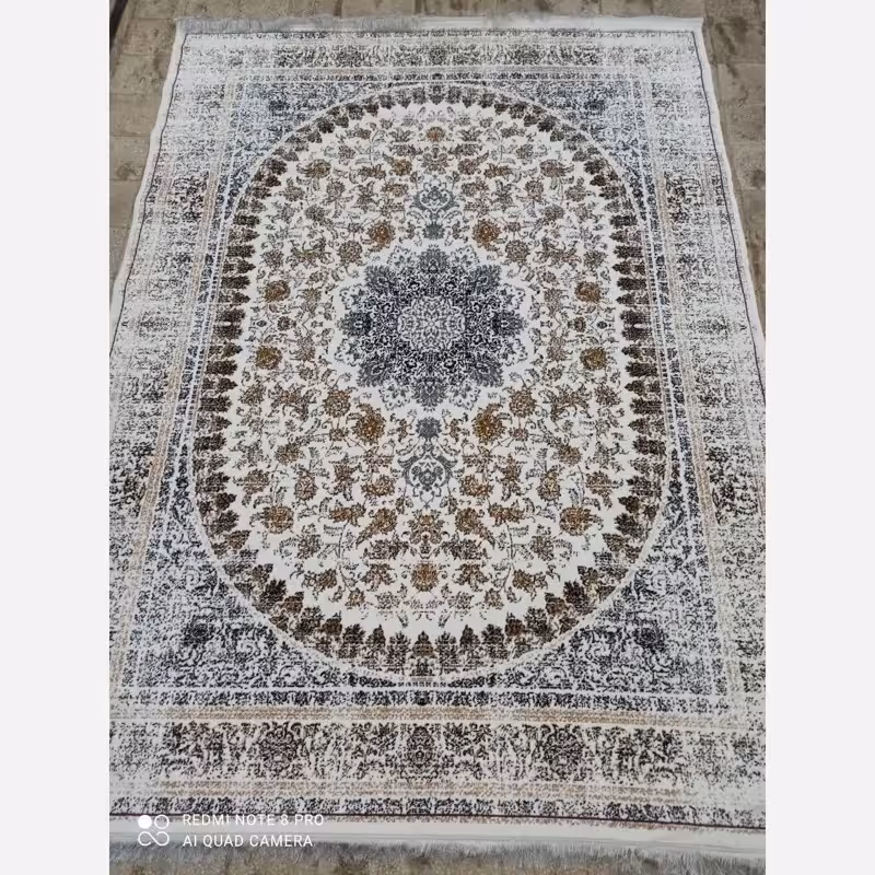 فرش ماشینی 12متری کاشان  نقشه پرنسس سفید(ارسال رایگان)